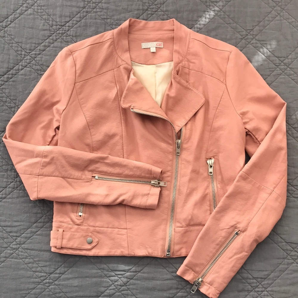 Gianni Bini Blush Faux Leather Jacket. Size Small. EUC